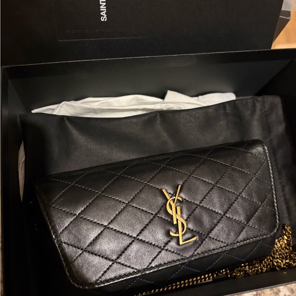 Saint Laurent Black Quilted Leather Chain Wallet - Picture 4 of 7